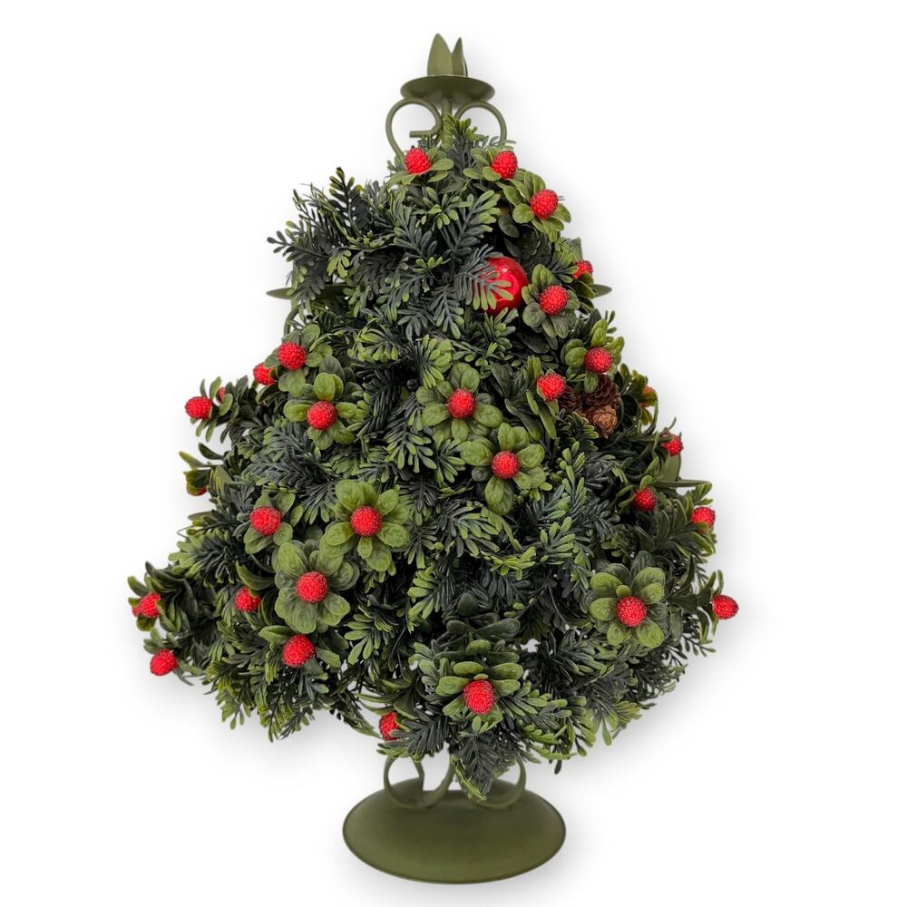 MCM Vintage 60's centerpiece tabletop Christmas tree 20" Tall Mid Century Candle